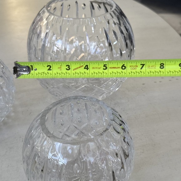 Vintage Heavy 24% Leaded Crystal Rose Vase/ Tea Candle Holder - Set Of 3 - Picture 8 of 10